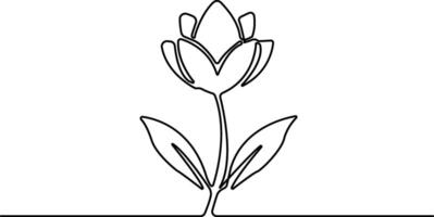 spring flower continuous one line drawing vector