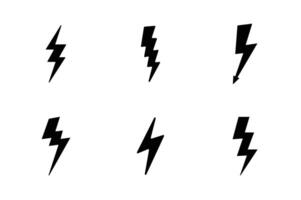 Set of comic icon lightning bolt elements in pop art style. Flash sign charge or voltage, thunder and lightning strike vector