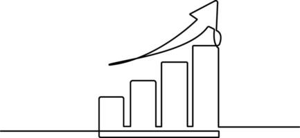 Continuous one line drawing of growing statistics graph. One line drawing illustration of growing graph, Business growth vector