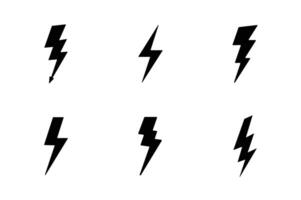 Set of comic icon lightning bolt elements in pop art style. Flash sign charge or voltage, thunder and lightning strike simple vector