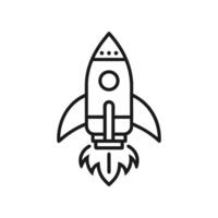 Rocket icon Thin line art isolated on white background vector