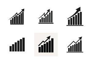 Growing graph simple icons set. illustration vector