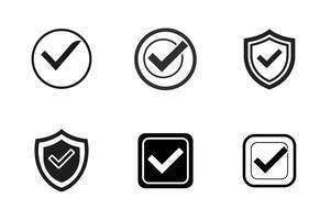 Shield with checkmark icon set vector