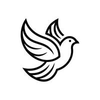 a dove, line art illustration isolated on a white background vector