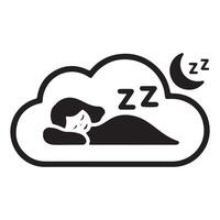 A minimalist black silhouette of a person resting, capturing a serene and relaxed sleeping posture against a white background. vector