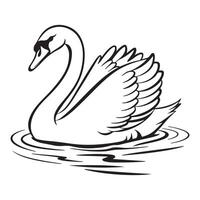 A simple and elegant black silhouette of a duck gliding across the water, set against a white backgroun vector