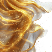 flowing, golden fabric with sparkling particles creates luxurious and elegant effect. shimmering texture and dynamic movement evoke sense of opulence and grace png