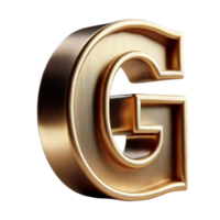 a carta g dentro a Formato do uma brilhante e elegante ouro 3d obra de arte png