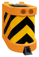 Mock up yellow plastic crash cushion with yellow signal light png