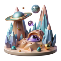 vibrant classic Alien Landscape with Alien Artifacts Transparent for Scifi Projects authentic png