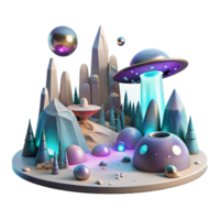 serene minimalist Alien Landscape with Alien Artifacts Transparent for Scifi Projects genuine png