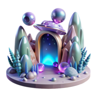 serene rustic Alien Landscape with Portal Transparent for Scifi Projects exclusive png