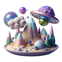 elegant classic Alien Landscape with Strange Clouds Transparent for Web Design high resolution png