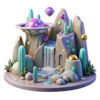 impressive modern Alien Landscape with Waterfalls Transparent for Web Design png