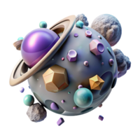 serene artistic Alien Planet with Asteroid Belt Transparent for Space Exploration genuine png