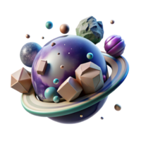 elegant traditional Alien Planet with Asteroid Belt Transparent for Space Exploration original png