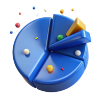 wonderful classic Blue Pie Chart with Segments Isolated for Business Data exclusive png