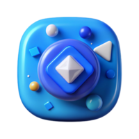 vibrant classic Blue Ui Button Icon Transparent Background for Web Design high resolution png