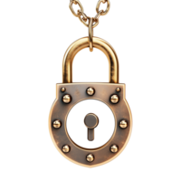 Shiny Gold Padlock Icon with Chain Symbolizing Security and Protection for Safety and Locking Mechanisms png