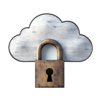 Vintage Cloud Security Lock Icon Representing Data Privacy and Protection in a Digital Environment for Cybersecurity Awareness png