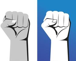 Fists raised up, protest. Hands fighting and struggling for human rights, freedom. Empowerment equality gesture. Revolution concept. Power symbol. Flat illustration isolated on white background vector