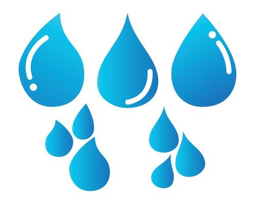 Blue Water Droplets, Water Drop Icon Set Design on White Background.