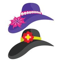 Set Elegant hats with flower and pearls vector
