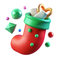 impressive vintage Christmas Stocking Red Green Isolated for Web Design high quality png