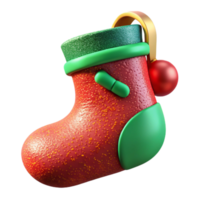 dramatic vintage Christmas Stocking Red Green Isolated for Web Design png