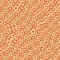 Warped checkered daisy pattern. seamless pattern vector