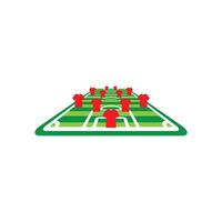 Soccer field with red and green soccer balls vector