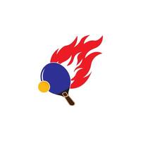 A ping pong paddle with flames on it vector