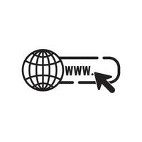 The internet is shown with a globe and an arrow vector