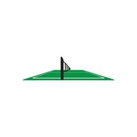 A green field with a net and a ball vector