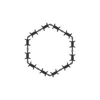 Barbed wire hexagon frame vector