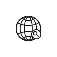 A globe with a magnifying glass icon vector