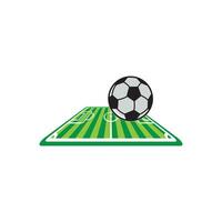 A soccer ball on a green field with a white background vector