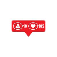 A red speech bubble with the words love and heart vector