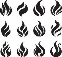 Fire icon set. Fire flame symbol. Flame icon collections. fireball and flame illustration icon set. vector