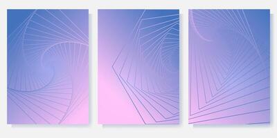 set of poster backgrounds with abstract linear shapes vector