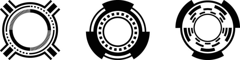 Three abstract circular graphic design elements vector