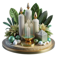 beautiful classic Wedding Centerpiece Greenery and Candles Isolated for Table Decorations high resolution png