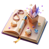 beautiful classic Wedding Guest Book Open with Pen Isolated Cutout authentic png