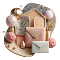 wonderful creative Wedding Invitation Suite with Rsvp Card and Envelope Cutout for Stationery Design premium png