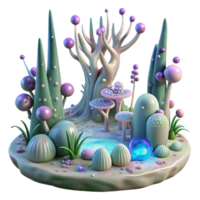 beautiful rustic Alien Swamp with Strange Trees Transparent Background for Fantasy Illustrations detailed png