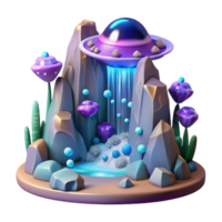 impressive minimalist Alien Waterfall Cutout for Game Backgrounds genuine png