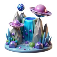dramatic artistic Alien Waterfall Cutout for Game Backgrounds authentic png