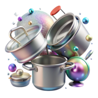 impressive contemporary Aluminum Cookware Texture Transparent for Kitchen Design premium png