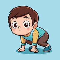Curious Cartoon Boy Crawling on the Floor vector