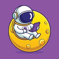 Astronaut Sitting on a Moon Reading a Book vector